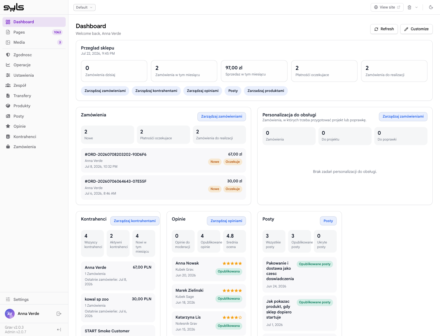 Seller dashboard